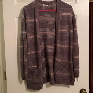 Maurices grey and pink textured cardigan with pockets